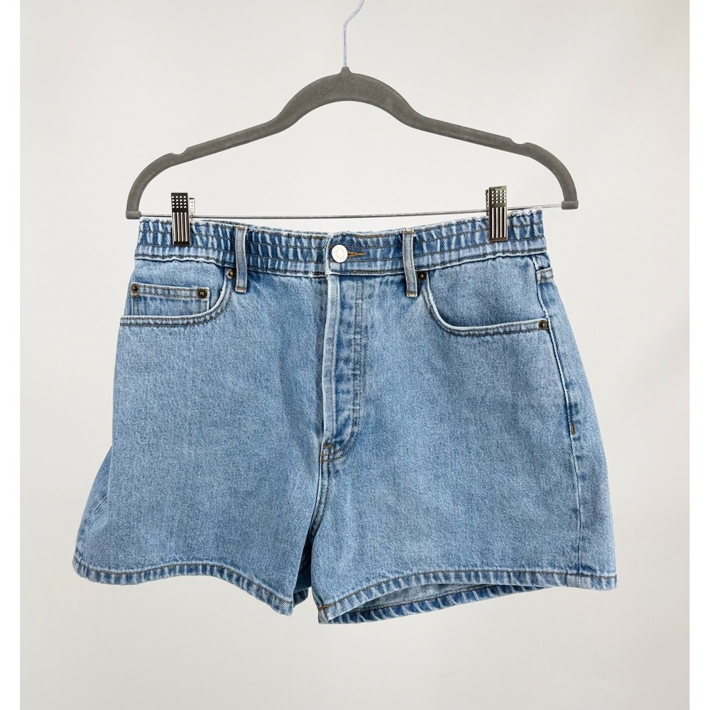 Still Here Ames Denim Shorts Womens 29 Light Wash Button Fly High Rise